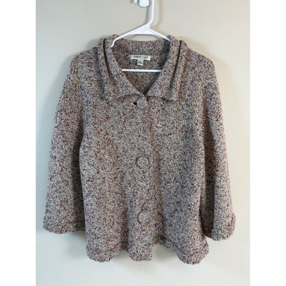 Coldwater Creek Speckled Knit Cardigan Sweater XL 3/4‎ Sleeve Boho Cottagecore